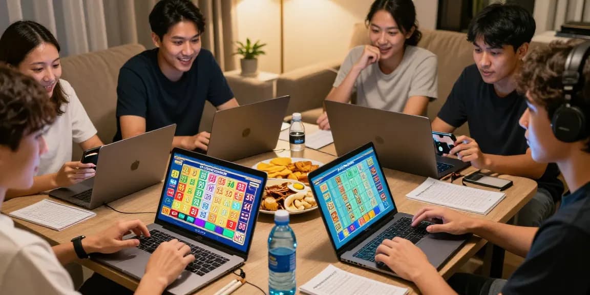Exciting ulartoto togel online gaming session with players on devices.
