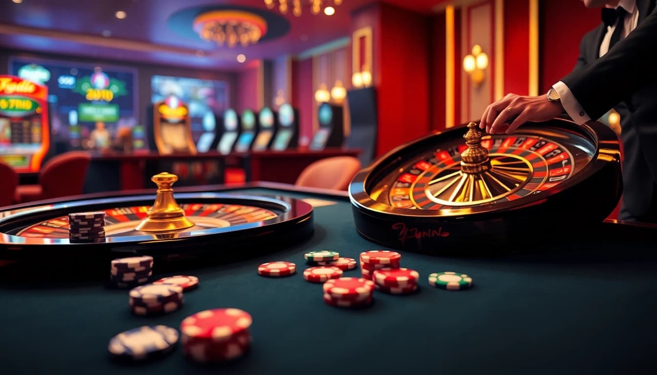 Experience the thrill of 69VN casino games with vibrant roulette and poker action.