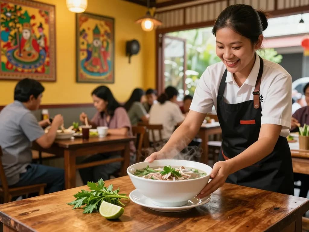 Delicious pho served at Saigon Cafe, showcasing the inviting ambiance of https://www.saigoncafesterling.com/menus with vibrant decor and cheerful staff.