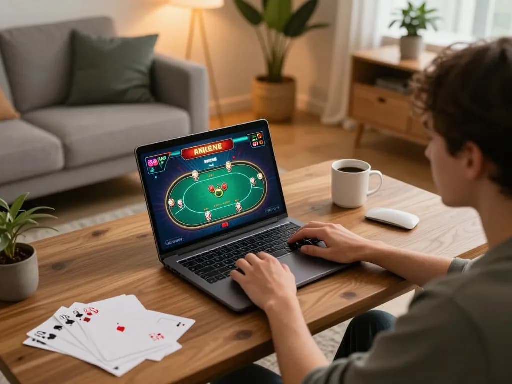Experience thrilling online poker at u888 with a cozy home gaming setup inviting strategic play.