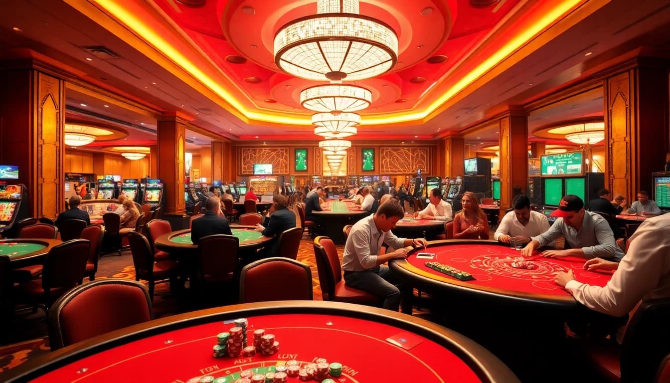 Experience the thrill of gaming at w88cas.com with vibrant casino tables and lively atmosphere.
