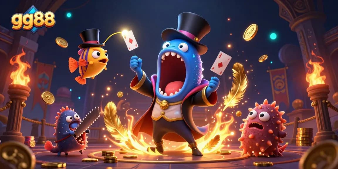 Experience the thrill of gg88 with an engaging deep-sea casino adventure featuring playful characters and shimmering elements.