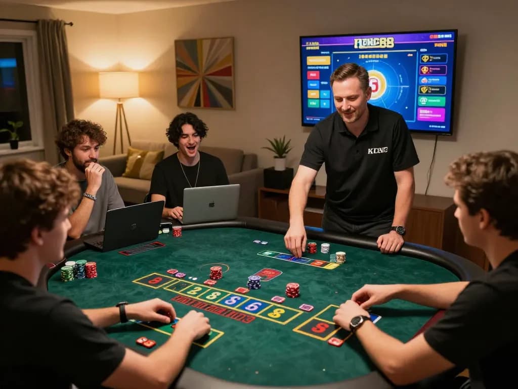 KONG88 players enjoying an online blackjack session with strategic bets placed on screen