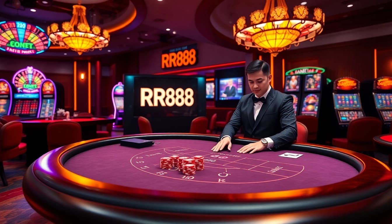 RR88 players enjoying an exciting live casino experience with professional dealers and vibrant gaming atmosphere.