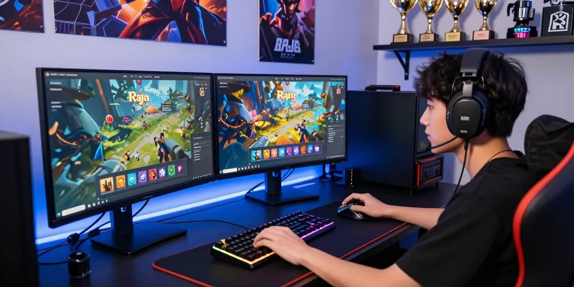 Raja Game login displayed on a gaming setup with vibrant graphics and accessories.