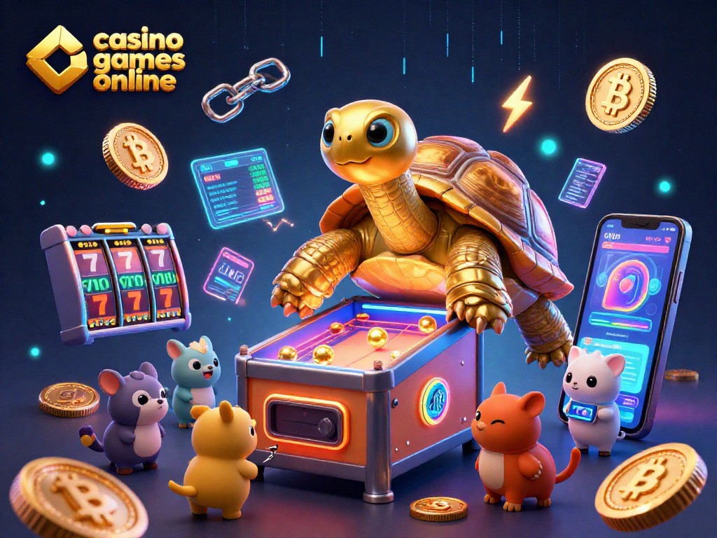 Experience exciting casino games online with a vibrant 3D illustration showcasing digital energy and animated characters.