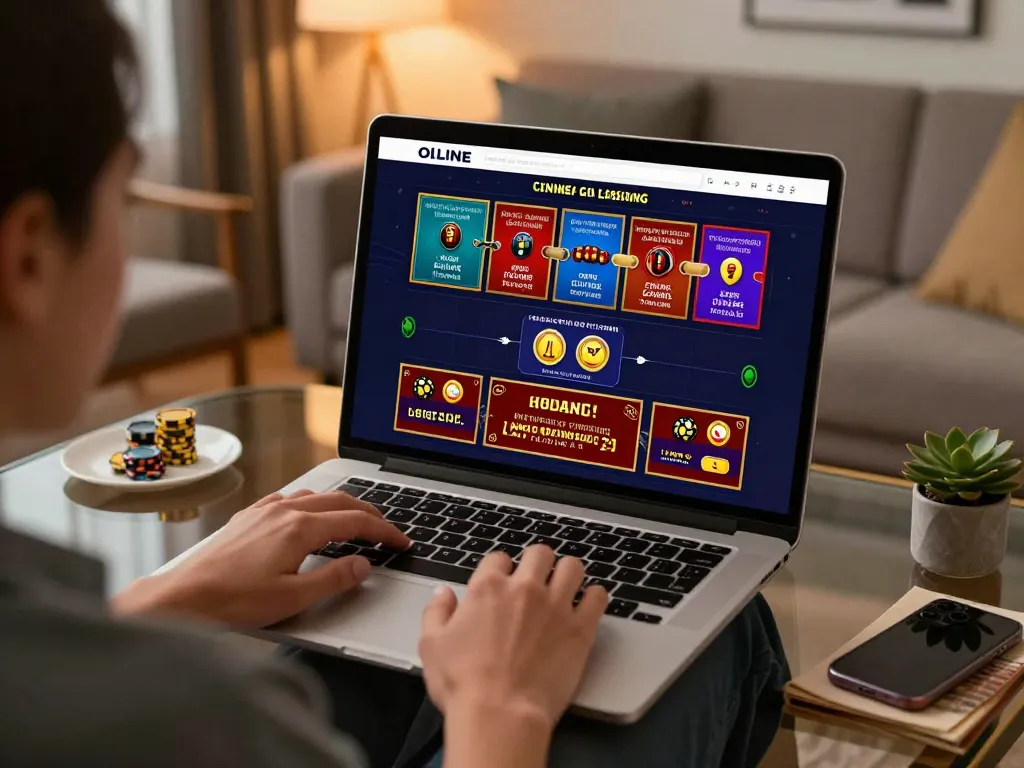 Engaging gameplay on the KKWIN online casino app in a cozy home setting.