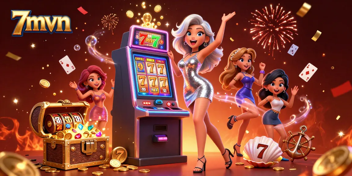Play slots at 7mvn with a stunning Asian woman celebrating a jackpot win amidst casino excitement.