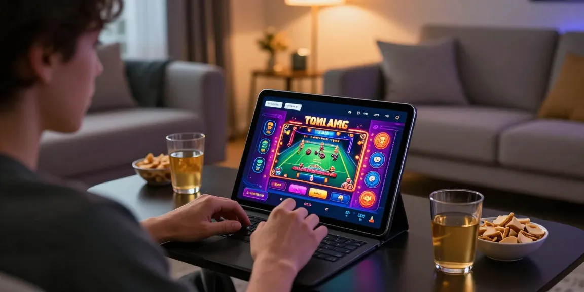 Engaging online gaming lifestyle at https://fau88.com/ with tablet, cozy home setting.