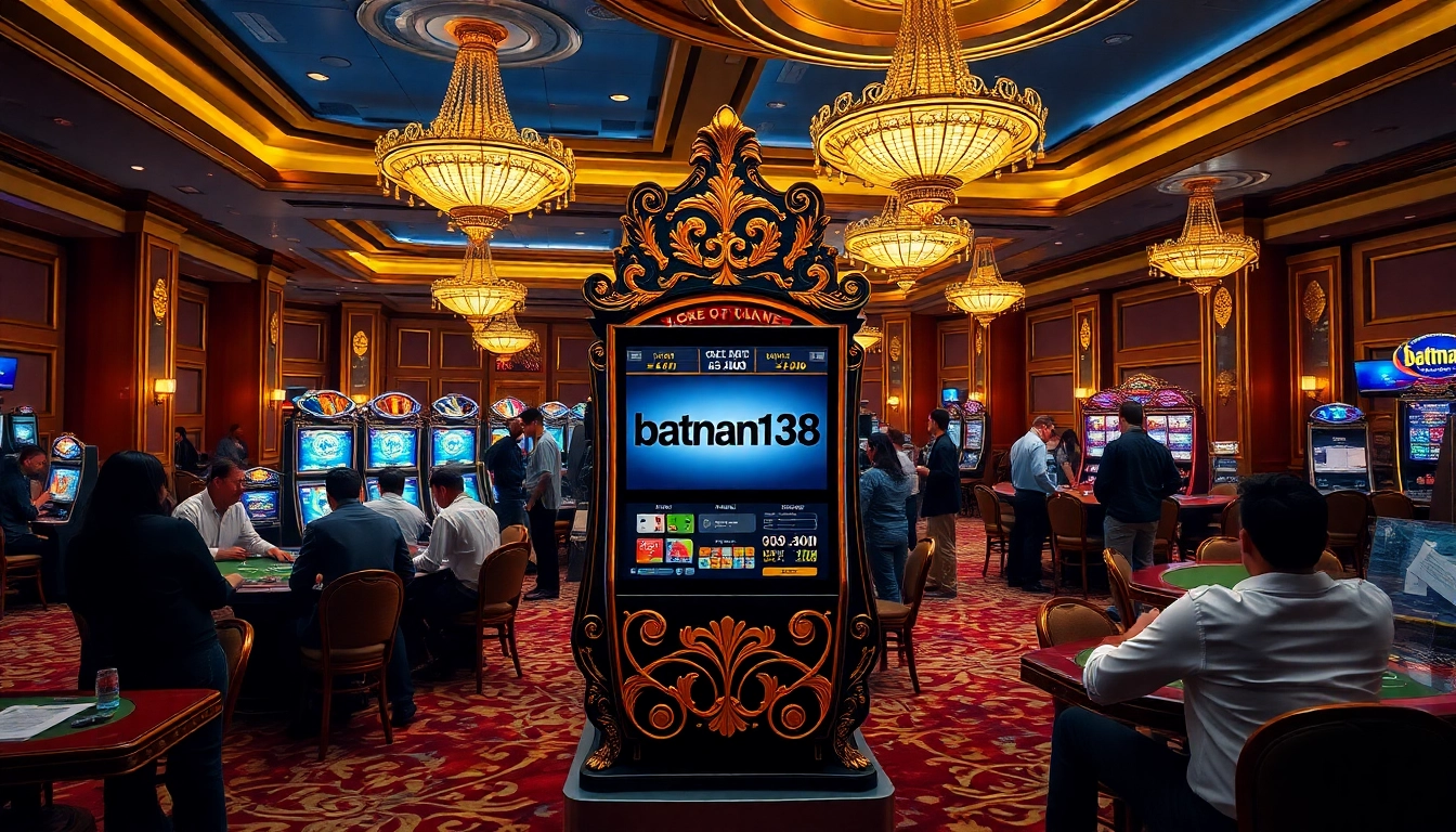 batman138 slot machine attracting enthusiastic players in a luxurious casino atmosphere