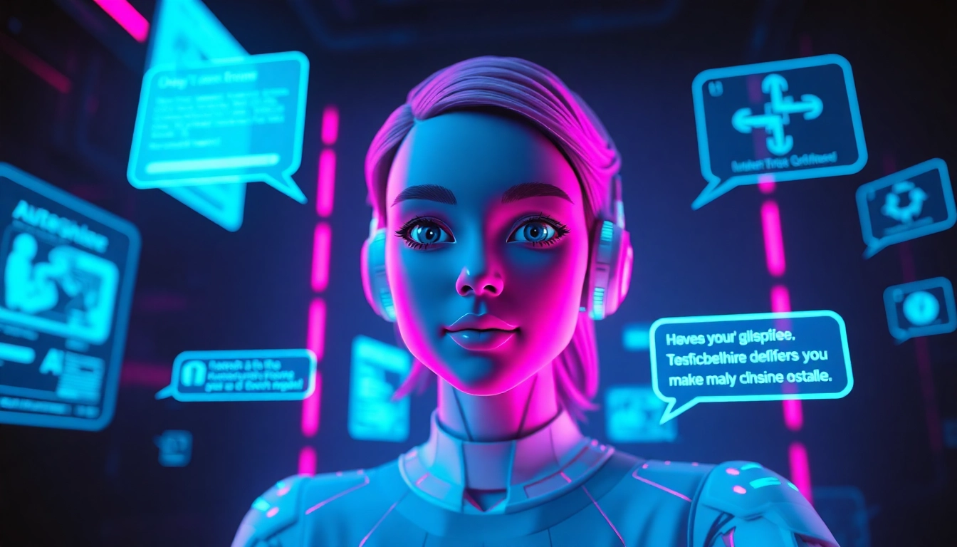 Interactive AI slut chatbot demonstrating engaging interactions in a futuristic setting.