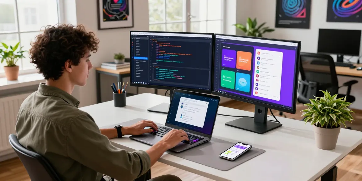 Engaging workspace for crush ai development with monitors and tech tools