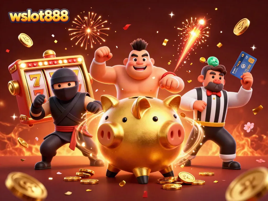 Permainan wslot888 menghadirkan kegembiraan dengan slot jackpot yang berputar dan karakter lucu.