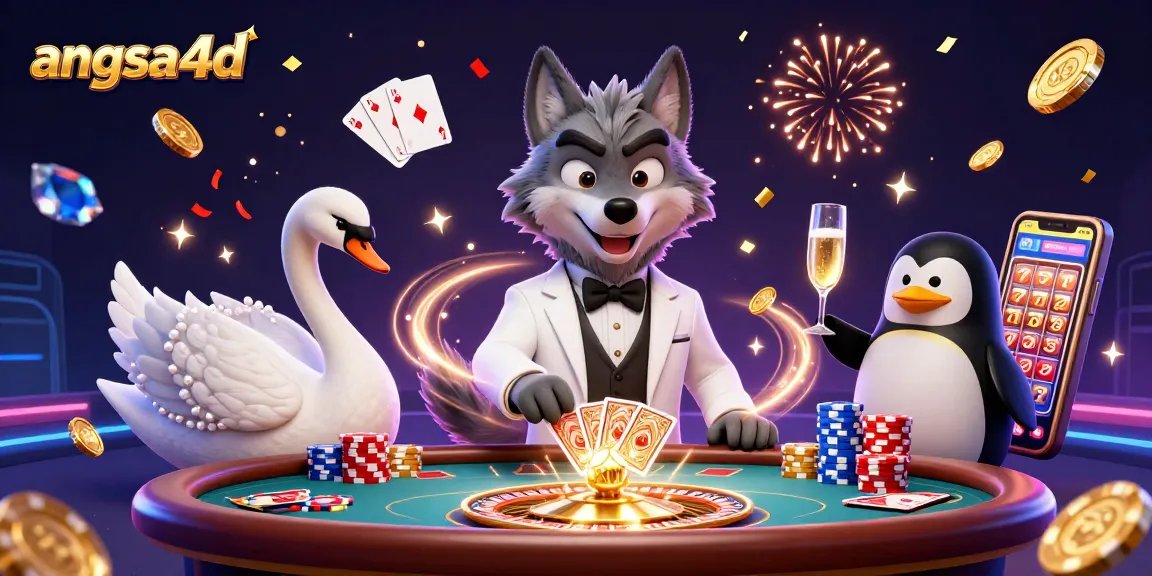Experience the thrill of angsa4d with elegant characters and vibrant casino elements in this stunning illustration.