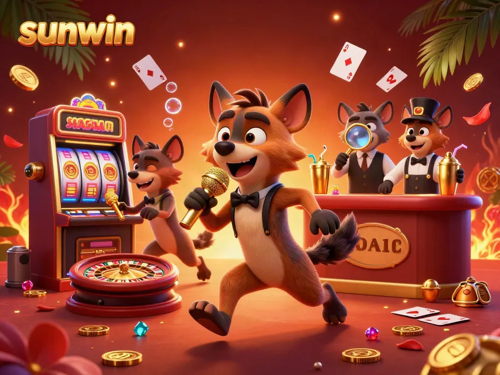See hyenas at the sunwin casino club, enjoying games and laughter while mixing drinks.