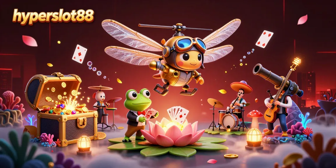 Experience thrilling wins at hyperslot88 with dynamic casino action featuring a dragonfly pilot and frog dealer.