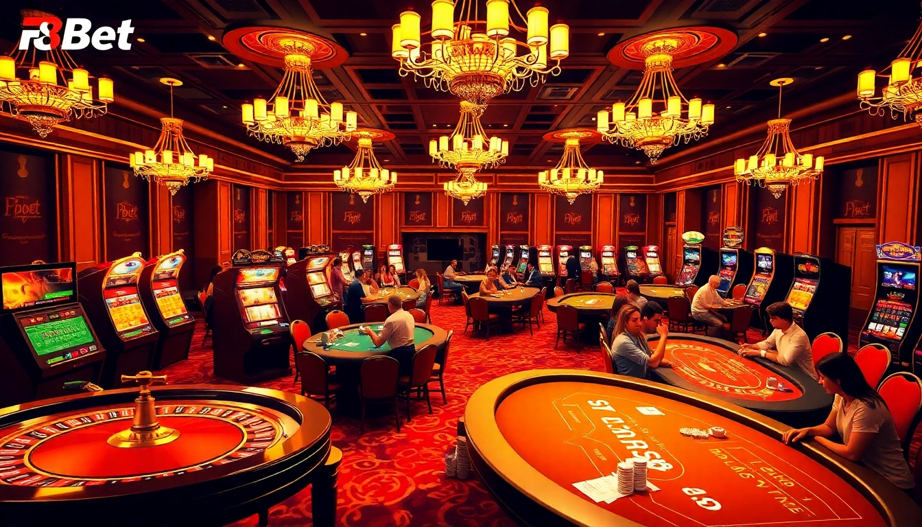 F8bet players enjoying a thrilling casino experience with engaging games and vibrant atmosphere.