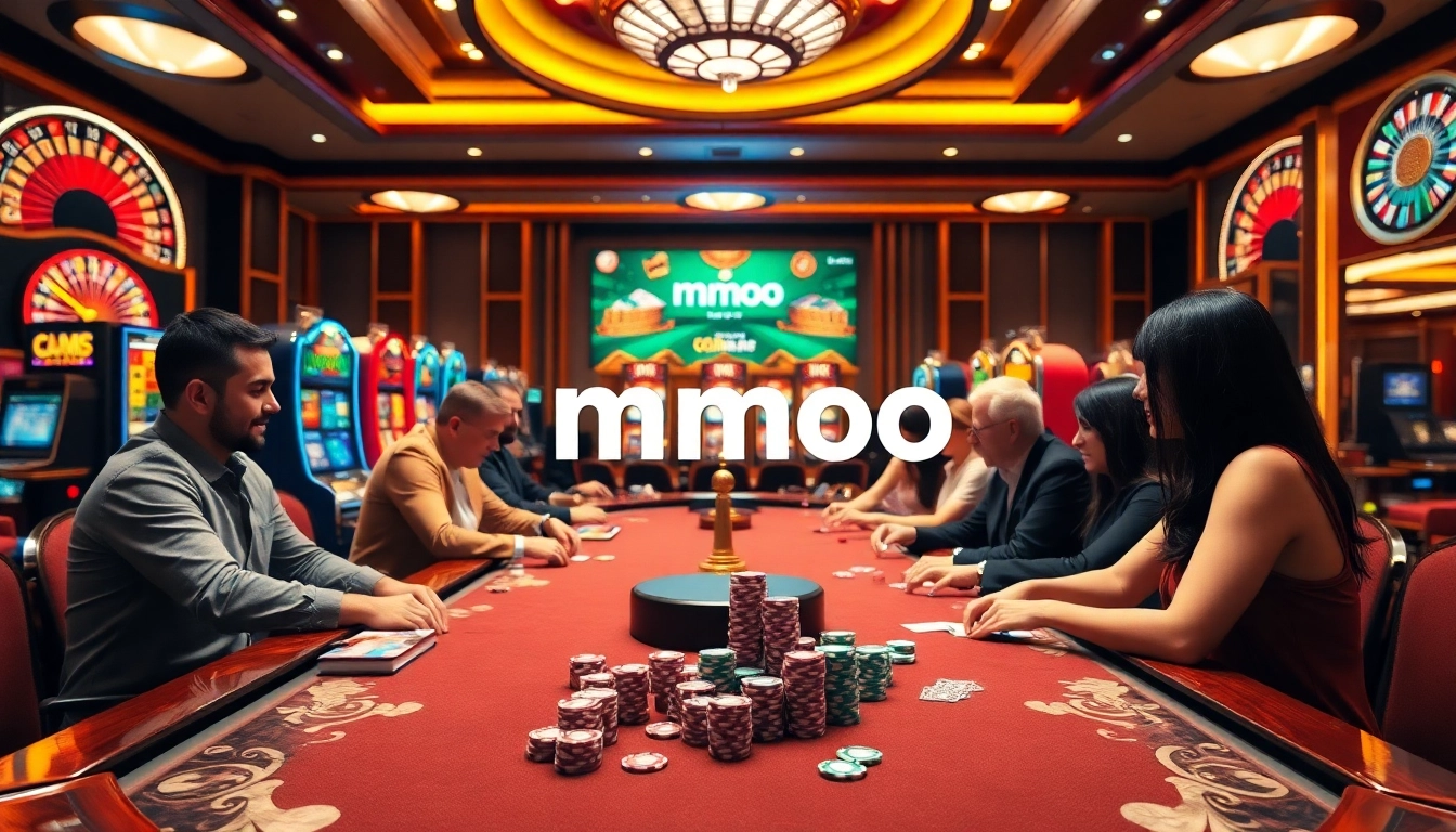 Experience the thrill of mmoo with vibrant casino games and professional players enjoying their strategies.