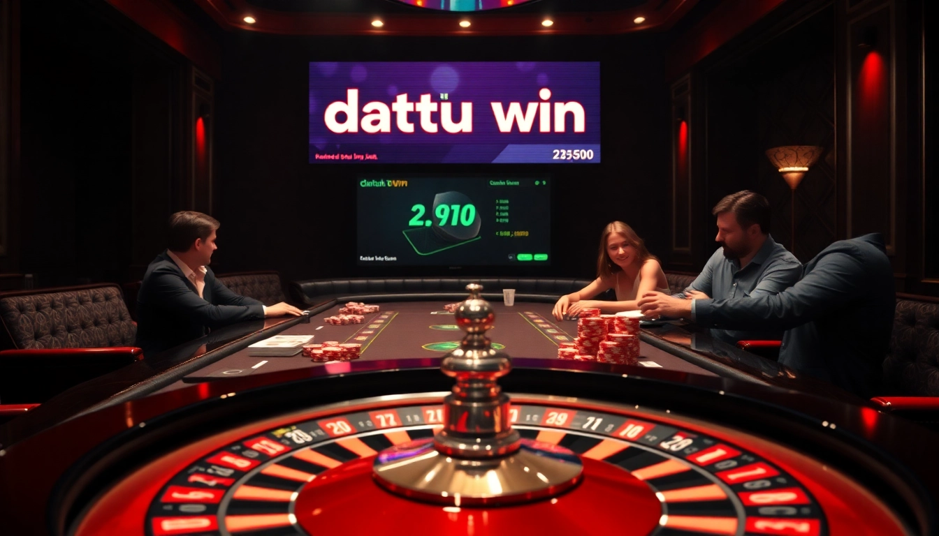 Saksikan sensasi kemenangan Datuk di kasino yang penuh warna, di mana para pemain bermain di meja roulette.