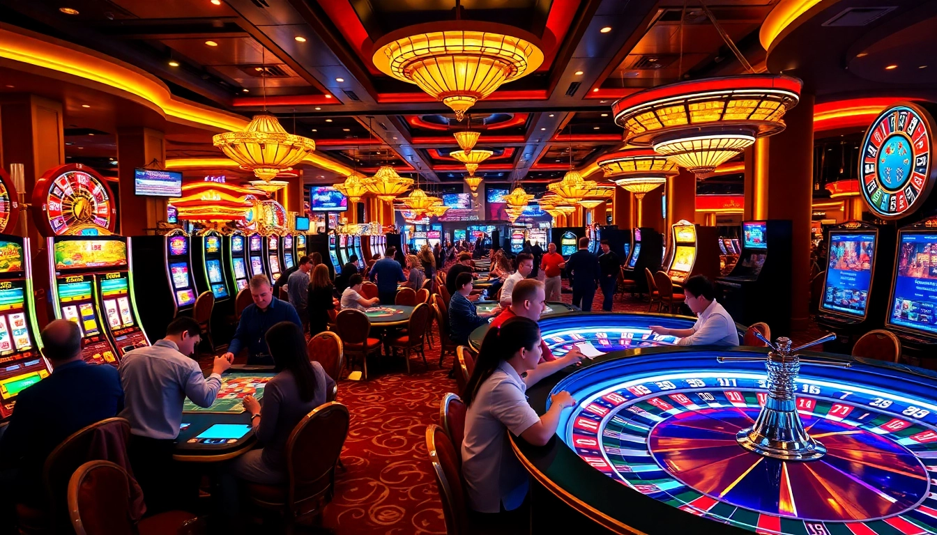 Engaging casino atmosphere showcasing gamblers enjoying kptjitu alternatif slot games and vibrant designs.